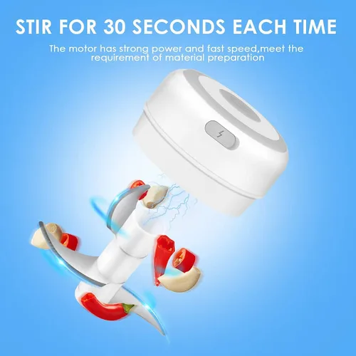 Vista 4 de Electric Mini Garlic Chopper, Portable Food Processor, Vegetable Chopper Onion Mincer, Cordless Meat Grinder with USB Charging for Vegetable