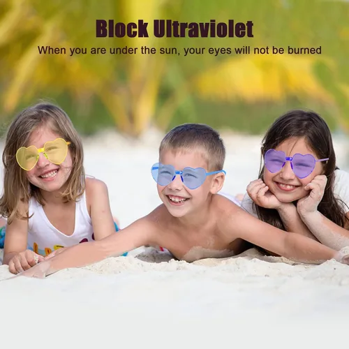 Vista 5 de AEAHALY Lentes de sol con forma de corazón blanco, verde, azul, morado, rosa, rojo, para mujer, con forma de corazón, a granel, para fiestas