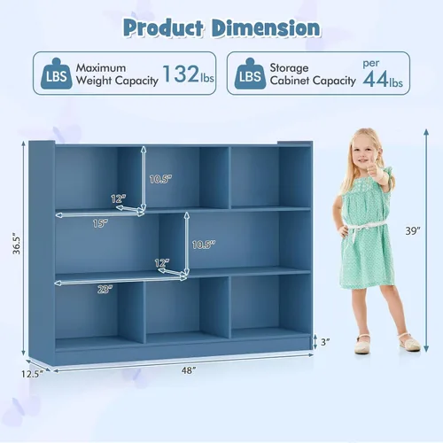 Vista 2 de HONEY JOY Organizador de almacenamiento de juguetes para niños, estante de almacenamiento de 8 secciones para preescolar, organizador de estante