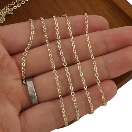 Vista 6 de Cadena de cable rellena de oro de 14 quilates de 6 pies para fabricación de joyas personalizadas, cadena de cable a granel sin terminar (0.039 in)