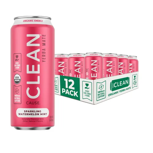 Vista 11 de Gaseosa de yerba mate de mora, orgánica, baja en calorías y azúcar (160 mg de cafeína), latas de 16 onzas, paquete de 12 unidades – CLEAN Cause – El
