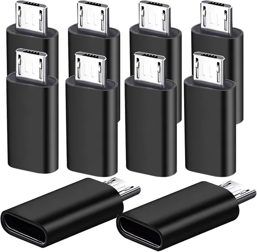 Vista 6 de Adaptador USB C a Micro USB, paquete de 5 unidades, conector tipo C hembra a micro USB macho, compatible con carga y sincronización de datos