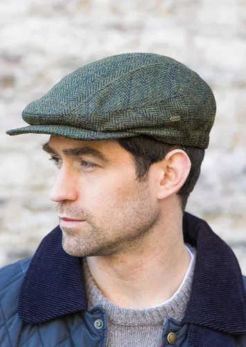 Vista 3 de Mucros Weavers Gorra plana irlandesa para hombre, fabricada en Irlanda, 100% tweed irlandés, verde