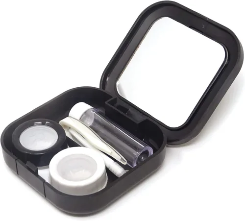 Vista 3 de Honbay Fashion Planet Estuche para lentes de contacto portátil Kit de caja de lentes de contacto con espejo (cuadrado)