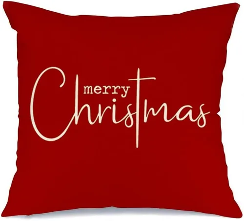 Vista 10 de RABUSOFA Fundas de almohada de Navidad con mensaje de Feliz Navidad, decoraciones para el invierno, fundas de almohada decorativas, fundas