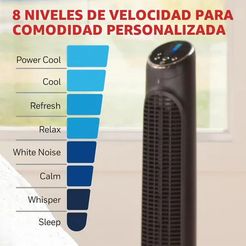 Vista 4 de Ventilador Honeywell 8 Enhanced Powerful and Quiet Fan Settings, Oscillating Airflow, Auto Timer, Slim Space-Saving Design with Remote Control