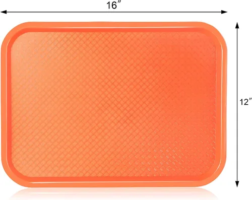 Vista 2 de New Star Foodservice Bandeja de comida rápida, juego de 12 (naranja, 12 x 16 pulgadas)