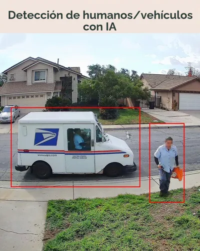 Vista 4 de Sistema de cámara de seguridad PoE, 4 cámaras IP con cable de 5 MP con cable para el hogar, micrófono integrado, detección de vehículos humanos