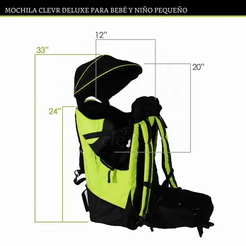 Vista 8 de ClevrPlus - Mochila portabebés para niños, con sombrilla y visera, hiking, Verde