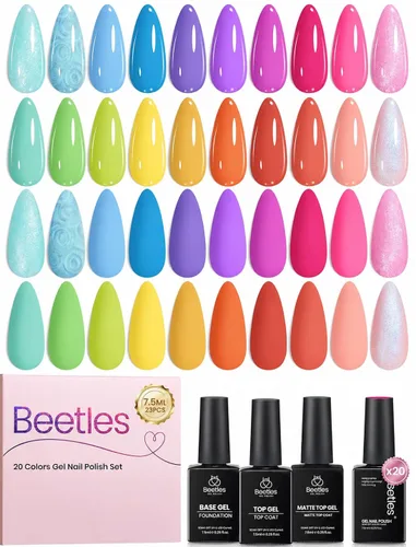 Vista 20 de Juego de esmalte de uñas de gel Beetles Cat Eye - 24 piezas, 20 colores de esmalte de uñas de gel con brillantina, cambia de color oscuro, kit