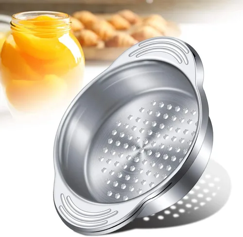 Vista 7 de Patelai Colador de latas de atún de acero inoxidable, tamiz de alimentos, tapa de prensa de metal, colador de enlatado, filtro de atún
