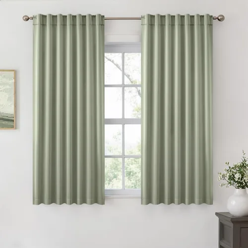 Vista 22 de ANRODUO Juego de 2 cortinas con bloqueo de luz del 99%, cortinas de 84 pulgadas de largo, cortinas negras para dormitorio, cortinas con aislamiento