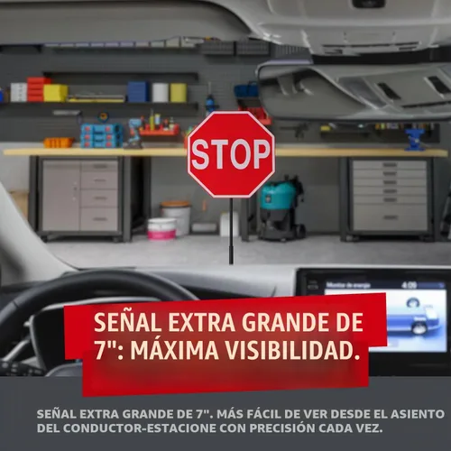 Vista 7 de SECURITYMAN Señal de parada LED para asistencia de estacionamiento de garaje [base mejorada] – Señal grande de 7 pulgadas, LED rojo brillante