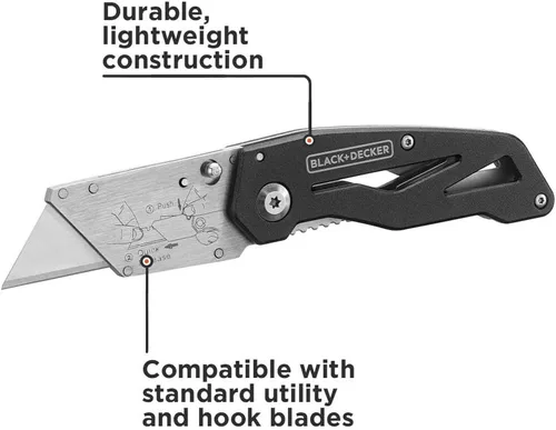Vista 2 de BLACK+DECKER Cuchillo utilitario, plegable, paquete de 2 (BDHT10001)