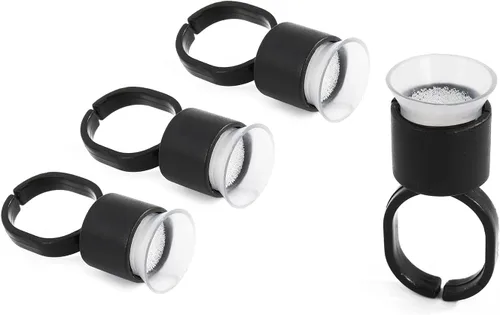 Vista 6 de KingWei KingWei - 50 anillos de tinta, 50 anillos de pegamento de pigmento microblading con cápsulas de tinta de esponja, extensiones de maquillaje