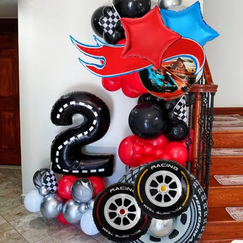 Vista 4 de 6 globos temáticos de autos calientes/decoración de fiesta de cumpleaños para baby shower