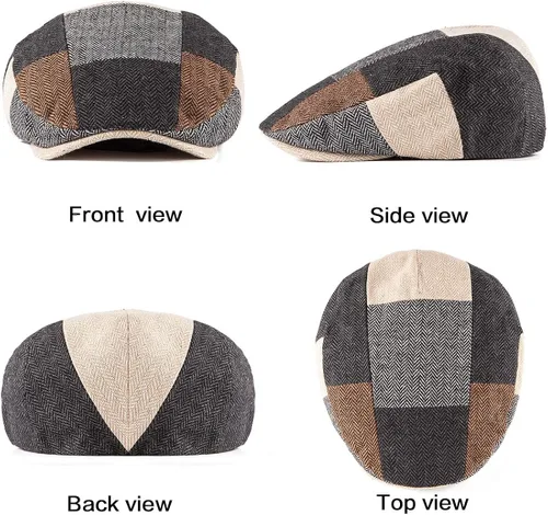 Vista 5 de Hombres Ivy Gatsby Newsboy Cap - Classic Wool Blend Tweed Flat Cap Cabbie Hat Hombres