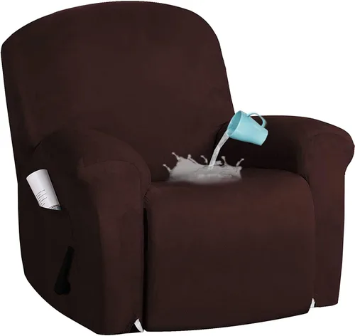 Vista 18 de Fundas impermeables de terciopelo para sofá reclinable, 8 fundas elásticas para sofá reclinable de 1, 2 y 3 plazas, funda suave antideslizante
