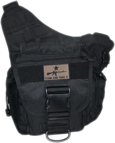 Vista 10 de KLAU bolsa bandolera de Deporte exterior Militar Hombres y Mujeres multifunción táctica Messenger con parche para la caza Senderismo Ciclismo