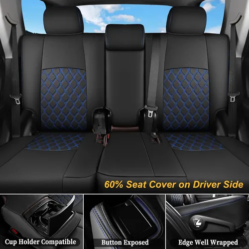 Vista 2 de Fundas de asiento Huidasource para Toyota 4Runner 2011-2024, juego completo de fundas de asiento de cuero para 4Runner de 3 filas, fundas de asiento