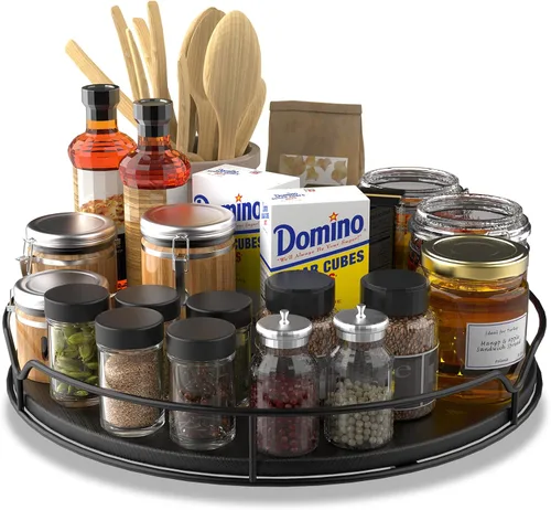Vista 20 de Lazy Susan - Organizador giratorio para gabinete, despensa, encimera de cocina, armario de computadora, 8 pulgadas