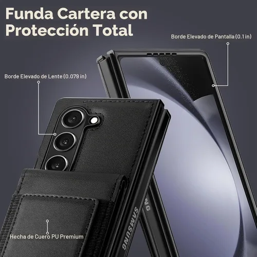 Vista 6 de Vofolen Funda tipo cartera con tarjetero para Samsung Galaxy Z Fold 5