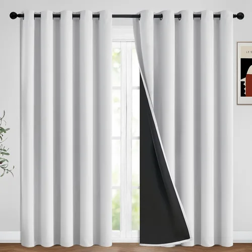 Vista 120 de Yakamok Cortinas negras, cortinas de ventana con aislamiento térmico y eficiencia energética para dormitorio, cortinas opacas completas y cortinas