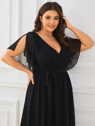 Vista 6 de Ever-Pretty Plus Vestidos de dama de honor formales de gasa para mujer Negro