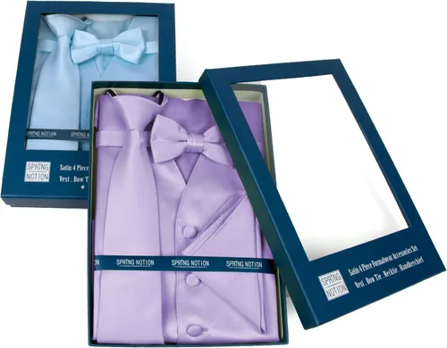 Vista 5 de Spring Notion - Conjunto de chaleco de esmoquin de satén para niños (4 piezas)