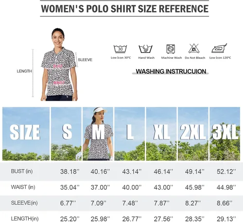 Vista 6 de Hispotim Women's Short Sleeve Polo Shirt Lightweight Printed Golf Shirts Quick Dry Workout Golf Polo Shirts