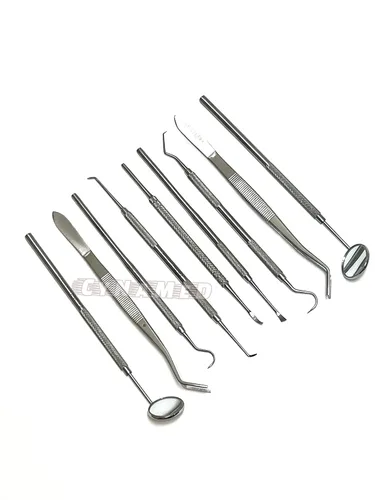 Vista 5 de Premium Alemán Dental Scaler Pick Herramientas de acero inoxidable con espejo de inspección Set 9 PCS
