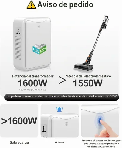 Vista 6 de Transformador Step Up de 110 V a 220 V, convertidor de voltaje de 2000 W, sin ruido, apto para exprimidores, máquinas de chocolate y otros