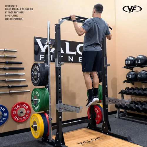 Vista 9 de Valor Fitness Máquina de sentadillas de media rejilla - Estación de dominadas de agarre múltiple de 5 posiciones - Altura ajustable, almacenamiento