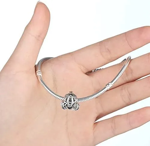 Vista 5 de BISAER Abalorio de plata de ley 925 con cuentas de cristal azul Hamsa para pulsera Pandora