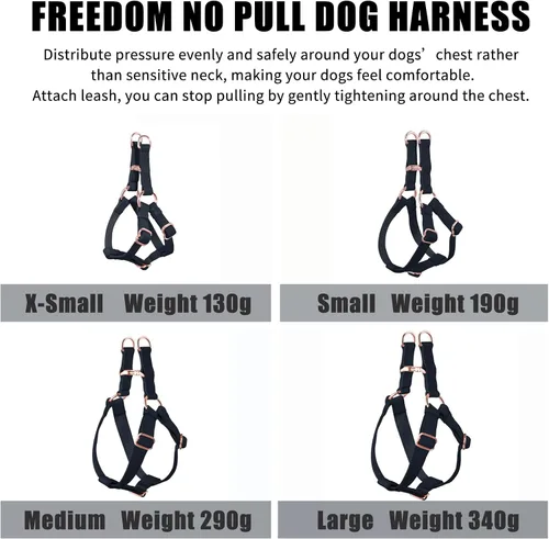 Vista 7 de Arnés de Cuero Suave Sin Tirones para Perro - Arnés Ajustable de Paso para Perro con Hebilla de Metal Resistente de Oro Rosa, Chalecos Halter