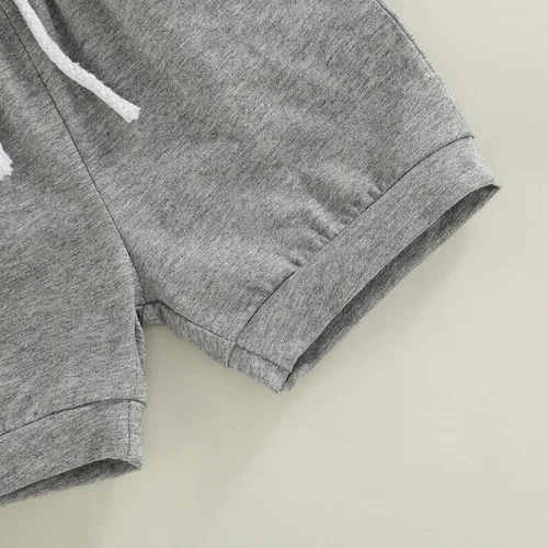 Vista 21 de Conjunto de ropa casual de manga corta con botones y pantalones cortos de lino para bebés y niños pequeños