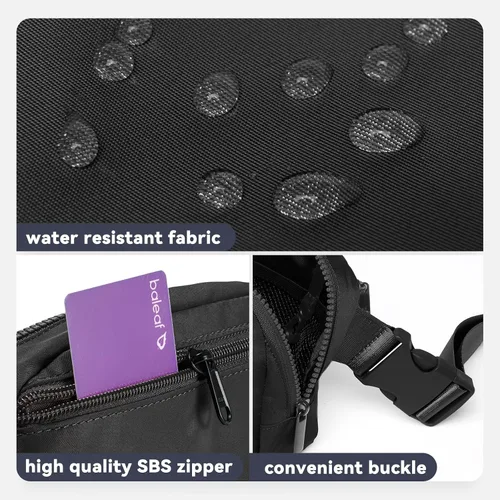 Vista 6 de BALEAF Riñonera cruzada para mujer, correa ajustable, resistente al agua, viajes, senderismo, entrenamiento, Negro -, Moda