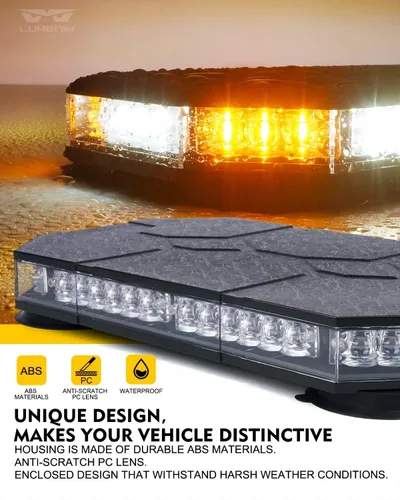 Vista 2 de LUMENIX Barra de luces estroboscópicas de techo con panel de control y 8 luces estroboscópicas intermitentes de montaje en superficie de rejilla