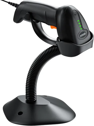 Vista 8 de Symcode Escáner de código de barras USB 1D con soporte Lector de código de barras láser con cable de mano con soporte de cuello de cisne y cable