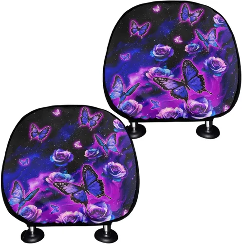 Vista 16 de Funda universal para reposacabezas de auto con estampado de vaca azteca, girasol, 2 piezas, funda universal para reposacabezas de asiento