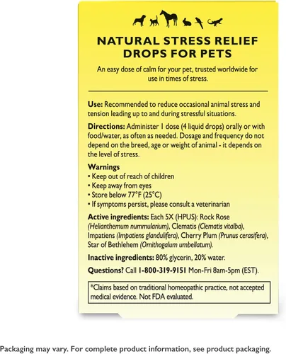 Vista 6 de Rescue Remedy gotero para mascotas - 10mL - Apoyo para el estrés y la tensión para perros y gatos con esencias naturales de flores Bach - Fórmula