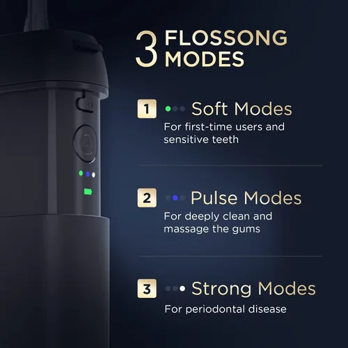 Vista 4 de Limpiador de agua dental [ Mini inalámbrico portátil ] Irrigador oral limpiador de dientes púas, tanque de agua telescópico, 3 modos y impermeable