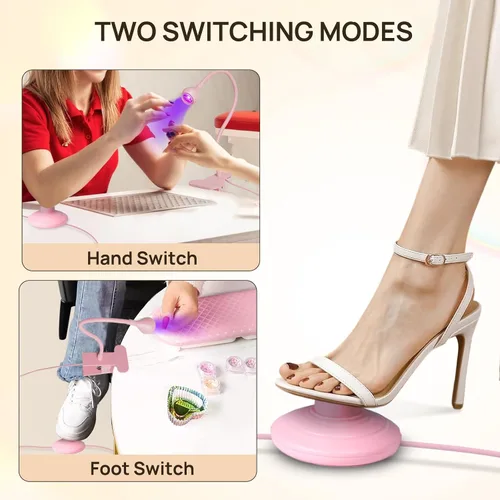 Vista 6 de AORAEM Lámpara UV de cuello de cisne para uñas de gel, luz LED de curación flash con lupa 6X + lámpara de uñas UV de curación flash con interruptor