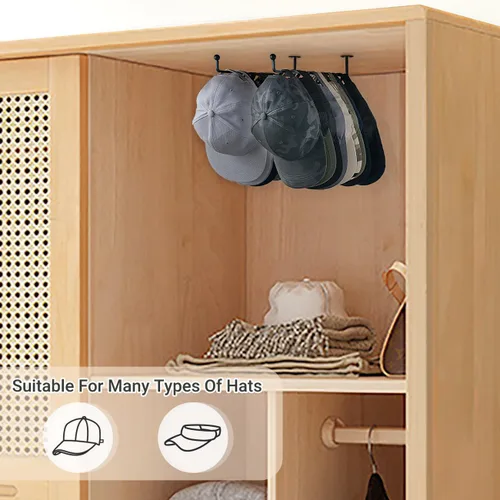 Vista 2 de Mkono Organizador de gorras de béisbol para pared, juego de 2 organizadores de sombreros de metal con capacidad para 24 gorras, ahorro de espacio