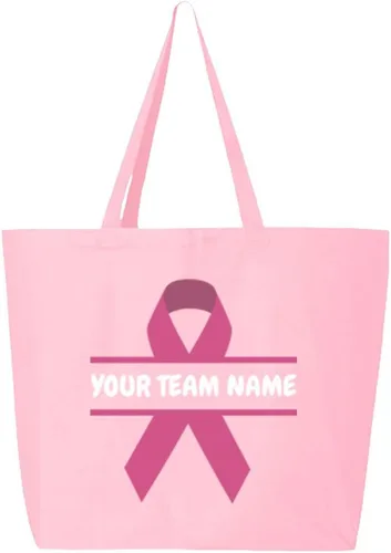 Vista 6 de shop4ever Bolsa de compras reutilizable con cinta de cáncer de mama con nombre de tu