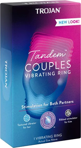 Vista 9 de TROJAN Vibraciones Tándem Anillo vibratorio para parejas, masajeador personal, 1 unidad, violeta