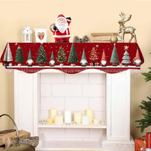 Vista 2 de Bufanda para repisa de chimenea de Navidad 178 x 43 cm, cubierta decorativa para bufanda de repisa de chimenea, decoración para la parte superior