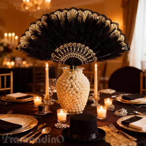 Vista 7 de Framendino, Paquete de 2 abanicos de plumas bordadas de flores Marabou con borla colgante de los años 20 plegable de arrastre a mano para mujeres