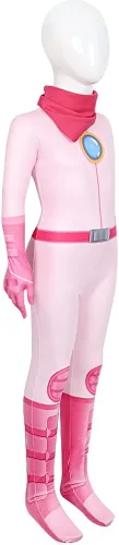 Vista 2 de LMPN Disfraz de princesa melocotón para niñas, disfraz de princesa melocotón, traje rosa, trajes de Halloween