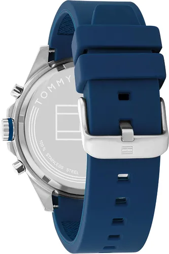 Vista 3 de Tommy Hilfiger Reloj de cuarzo de acero inoxidable para hombre con correa de silicona azul 21 Modelo 1791970 Azul Patchwork Reloj de cuarzo